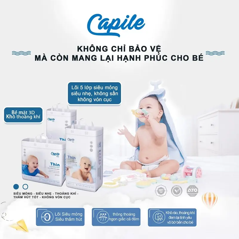 Tã sơ sinh/Tã dán/Tã giấy/Tã quần trẻ em - khuyến mãi Capile chính hãng giá tốt - NCC TBW - Droppii